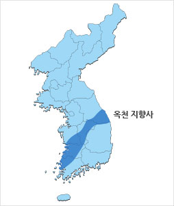 옥천 지향사의 색이 도드라진 대한민국 전도